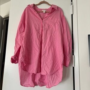 H&M pink linen shirt